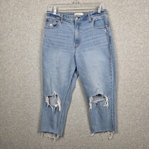 Abercrombie & Fitch Mom Jeans Womens 31 12‎ Blue High Rise Curve Love Ripped